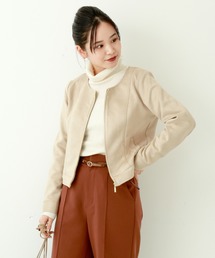 n'ee-ne | スエード　ボンディングノーカラージャケット(ノーカラージャケット)