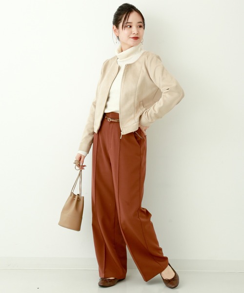 n'ee-ne（ネーネ）の「スエード　ボンディングノーカラージャケット（ノーカラージャケット・レディース・ベージュ/モカ/ピンク系その他/グレー・M）」の15枚目の写真