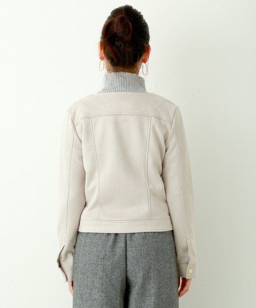 n'ee-ne（ネーネ）の「スエード　ボンディングノーカラージャケット（ノーカラージャケット・レディース・ベージュ/モカ/ピンク系その他/グレー・M）」の9枚目の写真