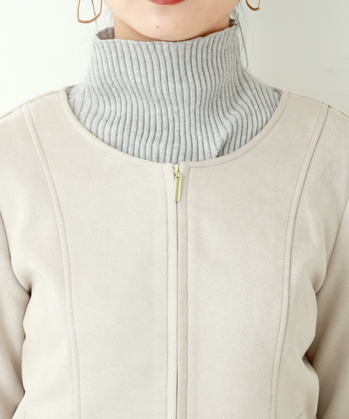 n'ee-ne（ネーネ）の「スエード　ボンディングノーカラージャケット（ノーカラージャケット・レディース・ベージュ/モカ/ピンク系その他/グレー・M）」の17枚目の写真