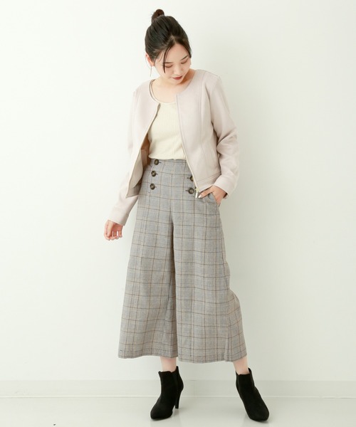 n'ee-ne（ネーネ）の「スエード　ボンディングノーカラージャケット（ノーカラージャケット・レディース・ベージュ/モカ/ピンク系その他/グレー・M）」の11枚目の写真