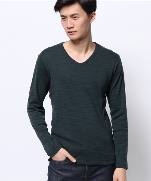 ABAHOUSE(アバハウス)の「トリッキー杢フライス Vネック(Tシャツ/カットソー・メンズ・アイボリー/グレー/グリーン・2/3/4)」の3枚目の写真