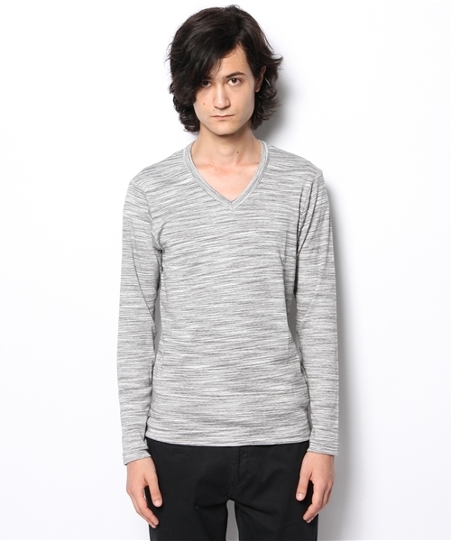 ABAHOUSE(アバハウス)の「トリッキー杢フライス Vネック(Tシャツ/カットソー・メンズ・アイボリー/グレー/グリーン・2/3/4)」の5枚目の写真