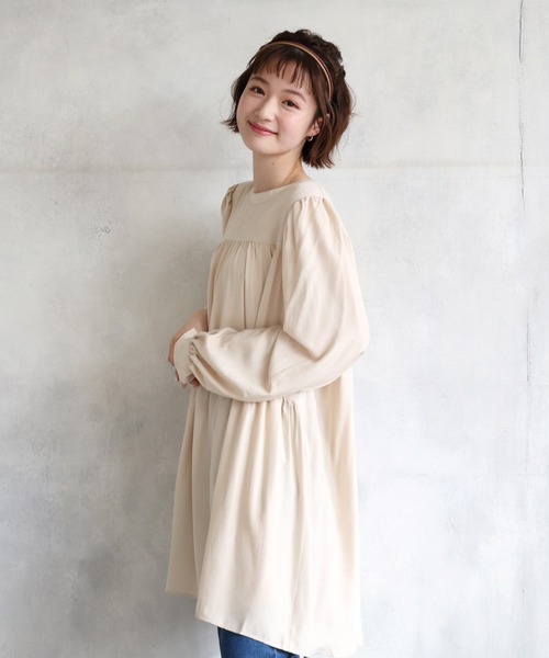 RETRO GIRL(レトロガール)の「2WAYチュニックブラウス(シャツ/ブラウス・レディース・ライトブルー/オフホワイト/ライトベージュ・FREE)」の2枚目の写真