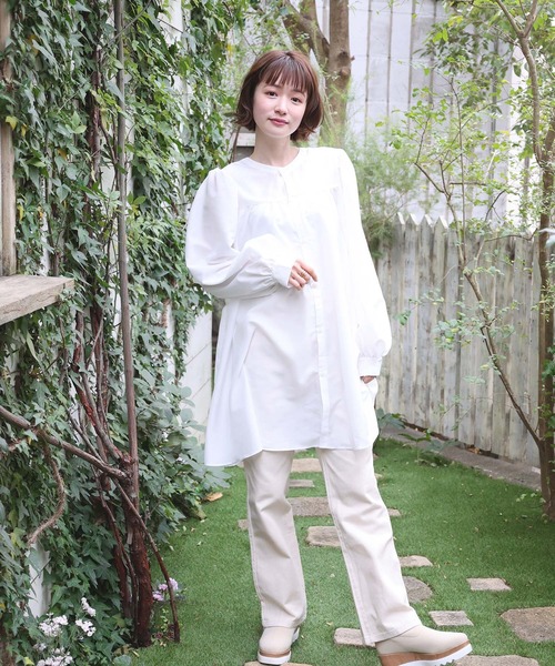 RETRO GIRL(レトロガール)の「2WAYチュニックブラウス(シャツ/ブラウス・レディース・ライトブルー/オフホワイト/ライトベージュ・FREE)」の9枚目の写真