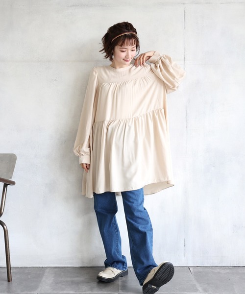 RETRO GIRL(レトロガール)の「2WAYチュニックブラウス(シャツ/ブラウス・レディース・ライトブルー/オフホワイト/ライトベージュ・FREE)」の10枚目の写真