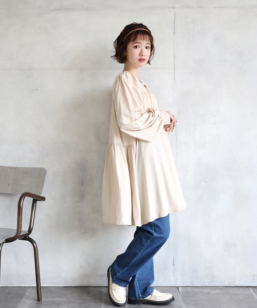 RETRO GIRL(レトロガール)の「2WAYチュニックブラウス(シャツ/ブラウス・レディース・ライトブルー/オフホワイト/ライトベージュ・FREE)」の12枚目の写真