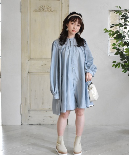 RETRO GIRL(レトロガール)の「2WAYチュニックブラウス(シャツ/ブラウス・レディース・ライトブルー/オフホワイト/ライトベージュ・FREE)」の15枚目の写真