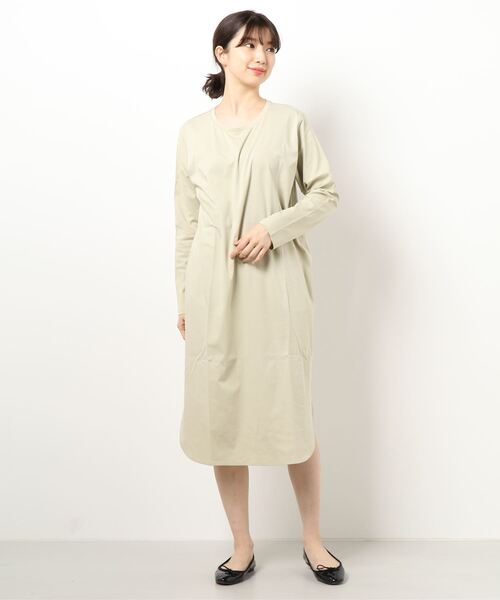 COLONY 2139（コロニートゥーワンスリーナイン）の「《抗菌・防臭》【SMART COLLECTION】抗菌スマート前後差長袖ワンピース（ワンピース・レディース・オフホワイト/カーキ/ブラック/ベージュ・MEDIUM/LARGE）」の9枚目の写真
