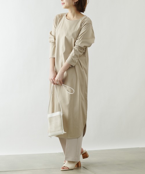 COLONY 2139（コロニートゥーワンスリーナイン）の「《抗菌・防臭》【SMART COLLECTION】抗菌スマート前後差長袖ワンピース（ワンピース・レディース・オフホワイト/カーキ/ブラック/ベージュ・MEDIUM/LARGE）」の12枚目の写真