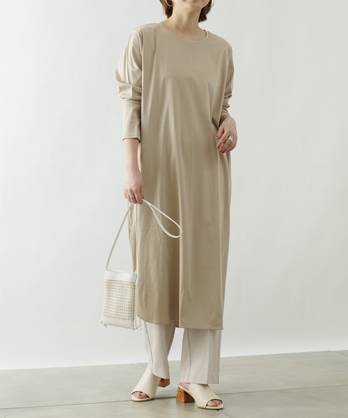 COLONY 2139（コロニートゥーワンスリーナイン）の「《抗菌・防臭》【SMART COLLECTION】抗菌スマート前後差長袖ワンピース（ワンピース・レディース・オフホワイト/カーキ/ブラック/ベージュ・MEDIUM/LARGE）」の7枚目の写真