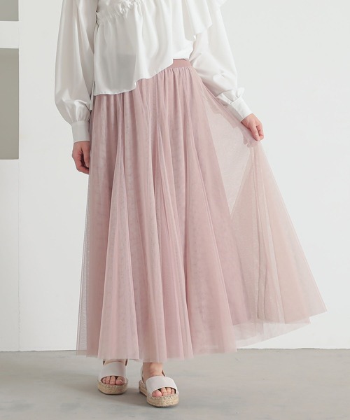 n'OrLABEL（ノアールレーベル）の「『配色ボリュームチュールスカート』（スカート・レディース・ピンクベージュ/ラベンダー/ミント/ブラック/アイボリー/イエロー/プラム/カーキ/ライトブルー/ライトグリーン/ネイビー/ブラウン・FREE）」の22枚目の写真