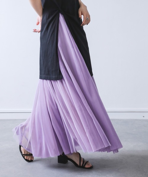 配色ボリュームチュールスカート』（スカート）｜n'OrLABEL（ノアール
