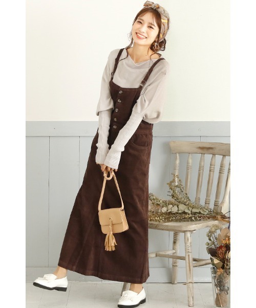 ElegChic（エレグシック）の「コーデュロイサロペット（サロペット/オーバーオール・レディース・ベージュ/ブラウン/ブラック・M/XL/L/XXL/4L）」の8枚目の写真