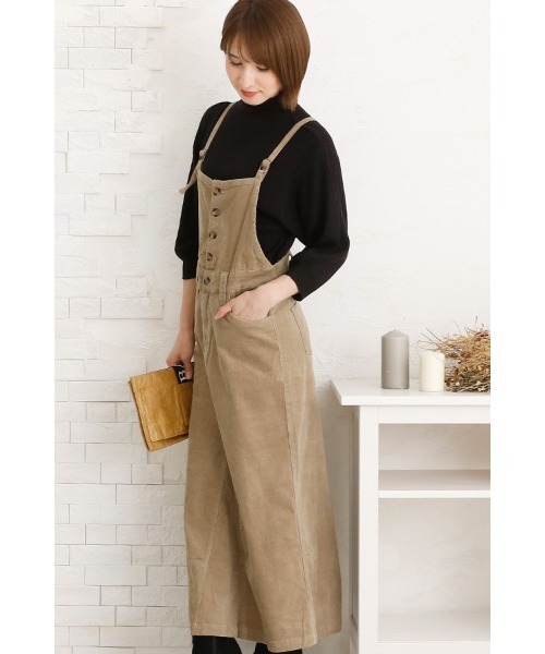 ElegChic（エレグシック）の「コーデュロイサロペット（サロペット/オーバーオール・レディース・ベージュ/ブラウン/ブラック・M/XL/L/XXL/4L）」の10枚目の写真