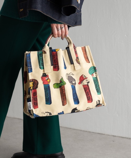 ear PAPILLONNER（イアパピヨネ）の「"PEZ（ペッツ）×ear" コットンキャンバスビッグトートバッグ　ミディアムサイズ（トートバッグ・レディース・アイボリー/グレー/その他・FREE）」の20枚目の写真
