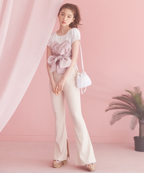 MIIA(ミーア)の「カットリブパンツ(その他パンツ・レディース・ベージュ/ピンク/ブラック・FREE)」の7枚目の写真