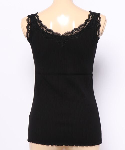 Allamanda（アラマンダ）の「リブレースタンク（タンクトップ・レディース・ブラック/オフホワイト・M）」の3枚目の写真