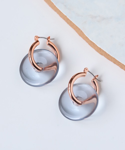 アクセサリークリア カラーメタルの2wayフープピアス ピアス 両耳用 Anemone アネモネ のファッション