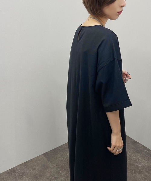 apres jour mignon(アプレジュールミニョン)の「リネン混Aラインワンピース【ZOZOTOWN限定アイテム】(ワンピース・レディース・ナチュラル/ブラック/ベージュ・X-LARGE/フリー)」の5枚目の写真