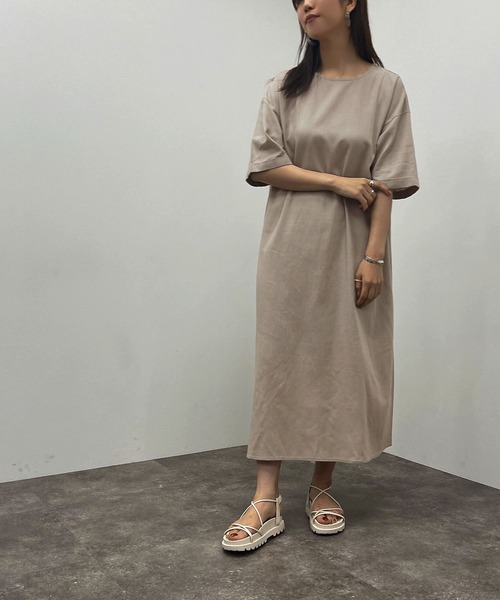 apres jour mignon(アプレジュールミニョン)の「リネン混Aラインワンピース【ZOZOTOWN限定アイテム】(ワンピース・レディース・ナチュラル/ブラック/ベージュ・X-LARGE/フリー)」の12枚目の写真