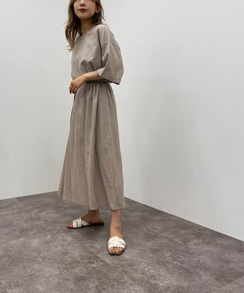 apres jour mignon(アプレジュールミニョン)の「リネン混Aラインワンピース【ZOZOTOWN限定アイテム】(ワンピース・レディース・ナチュラル/ブラック/ベージュ・X-LARGE/フリー)」の21枚目の写真