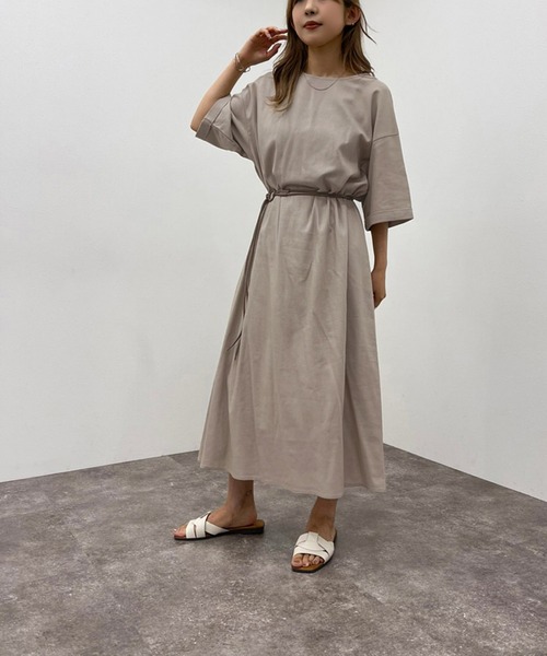 apres jour mignon(アプレジュールミニョン)の「リネン混Aラインワンピース【ZOZOTOWN限定アイテム】(ワンピース・レディース・ナチュラル/ブラック/ベージュ・X-LARGE/フリー)」の22枚目の写真