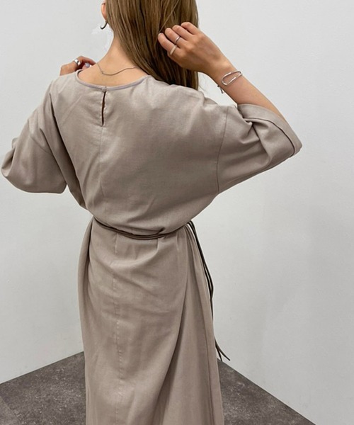 apres jour mignon(アプレジュールミニョン)の「リネン混Aラインワンピース【ZOZOTOWN限定アイテム】(ワンピース・レディース・ナチュラル/ブラック/ベージュ・X-LARGE/フリー)」の20枚目の写真