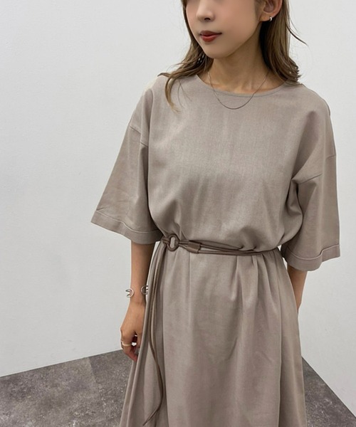 apres jour mignon(アプレジュールミニョン)の「リネン混Aラインワンピース【ZOZOTOWN限定アイテム】(ワンピース・レディース・ナチュラル/ブラック/ベージュ・X-LARGE/フリー)」の18枚目の写真