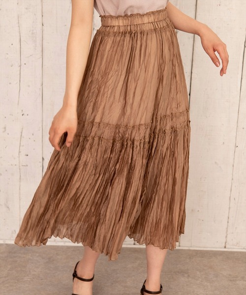 WILLSELECTION(ウィルセレクション)の「シアーワッシャープリーツスカート(スカート・レディース・ブラウン/イエロー/ブルー・MEDIUM)」の1枚目の写真