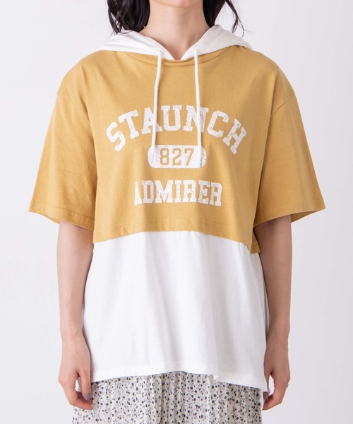 WEGO（ウィゴー）の「WEGO/フェイクレイヤードTパカ（パーカー・レディース・イエロー/スミクロ・FREE）」の15枚目の写真