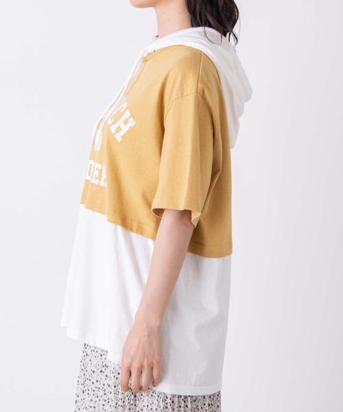 WEGO（ウィゴー）の「WEGO/フェイクレイヤードTパカ（パーカー・レディース・イエロー/スミクロ・FREE）」の16枚目の写真