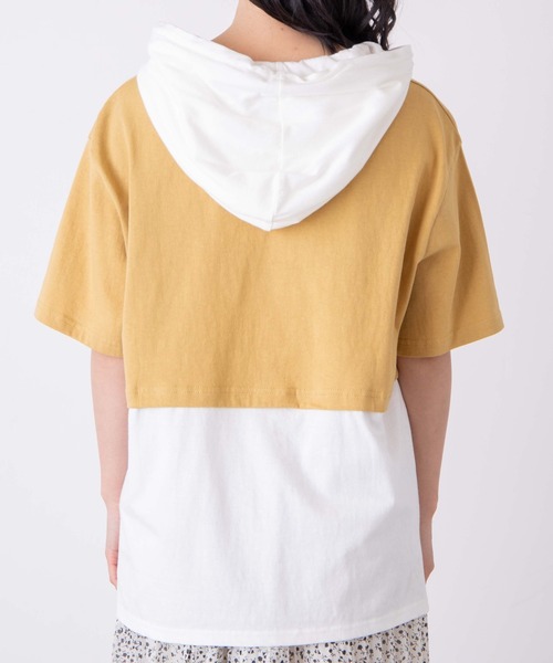 WEGO（ウィゴー）の「WEGO/フェイクレイヤードTパカ（パーカー・レディース・イエロー/スミクロ・FREE）」の17枚目の写真