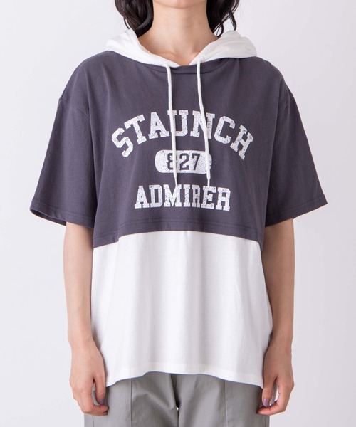 WEGO（ウィゴー）の「WEGO/フェイクレイヤードTパカ（パーカー・レディース・イエロー/スミクロ・FREE）」の14枚目の写真