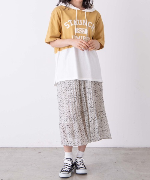 WEGO（ウィゴー）の「WEGO/フェイクレイヤードTパカ（パーカー・レディース・イエロー/スミクロ・FREE）」の11枚目の写真