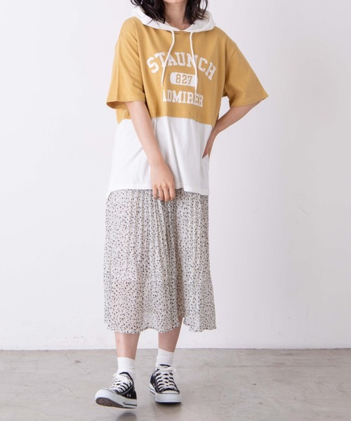 WEGO（ウィゴー）の「WEGO/フェイクレイヤードTパカ（パーカー・レディース・イエロー/スミクロ・FREE）」の12枚目の写真