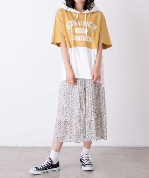 WEGO（ウィゴー）の「WEGO/フェイクレイヤードTパカ（パーカー・レディース・イエロー/スミクロ・FREE）」の13枚目の写真