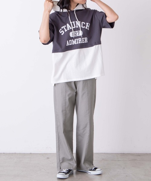 WEGO（ウィゴー）の「WEGO/フェイクレイヤードTパカ（パーカー・レディース・イエロー/スミクロ・FREE）」の8枚目の写真