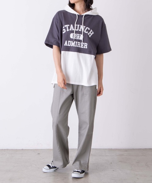 WEGO（ウィゴー）の「WEGO/フェイクレイヤードTパカ（パーカー・レディース・イエロー/スミクロ・FREE）」の9枚目の写真