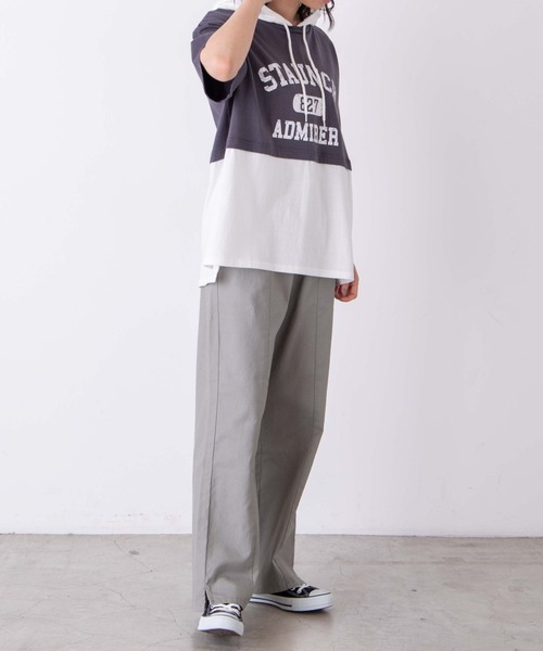 WEGO（ウィゴー）の「WEGO/フェイクレイヤードTパカ（パーカー・レディース・イエロー/スミクロ・FREE）」の10枚目の写真