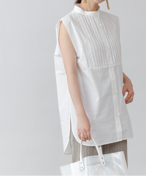 COLONY 2139（コロニートゥーワンスリーナイン）の「【WEB・一部店舗限定】ピンタックノースリーブブラウス（シャツ/ブラウス・レディース・ブラック/オフホワイト・FREE）」の2枚目の写真