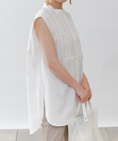 COLONY 2139（コロニートゥーワンスリーナイン）の「【WEB・一部店舗限定】ピンタックノースリーブブラウス（シャツ/ブラウス・レディース・ブラック/オフホワイト・FREE）」の5枚目の写真