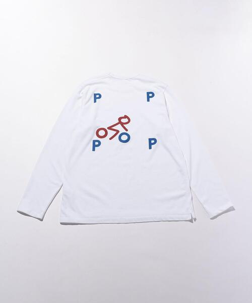 POP TRADING COMPANY（ポップトレーディングカンパニー）の「【別注】 ＜POP TRADING COMPANY＞ CYCLING LS T/カットソー（Tシャツ/カットソー・メンズ・ホワイト・MEDIUM/X-LARGE/SMALL/LARGE）」の2枚目の写真