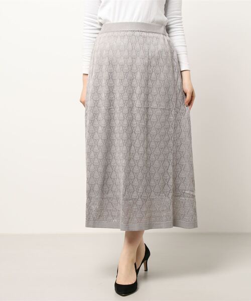 Lugnoncure（ルノンキュール）の「透かし編みフレアスカート（スカート・レディース・キナリ/グレー/チャコール・ﾌﾘ-）」の10枚目の写真