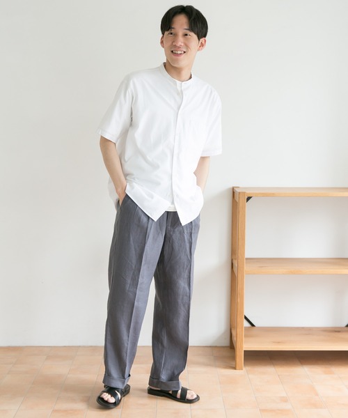 URBAN RESEARCH DOORS（アーバンリサーチドアーズ）の「コンフォートバンドカラーシャツ（シャツ/ブラウス・メンズ・ホワイト/ブラック/グリーン/オレンジ系その他・38/40）」の5枚目の写真