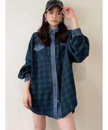 デニムドッキングチェックBIG シャツ