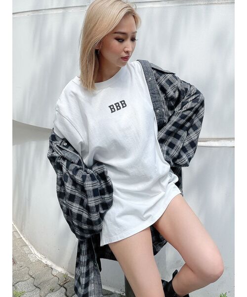 GYDA（ジェイダ）の「デニムドッキングチェックBIG シャツ（シャツ/ブラウス・レディース・ブラック/グリーン/マスタード・FREE）」の8枚目の写真