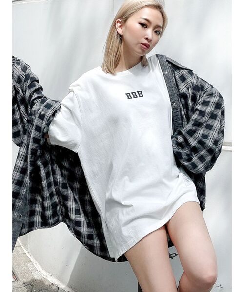 GYDA（ジェイダ）の「デニムドッキングチェックBIG シャツ（シャツ/ブラウス・レディース・ブラック/グリーン/マスタード・FREE）」の7枚目の写真