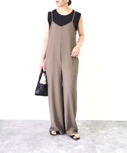 Riberry（リベリー）の「バックレースアップキャミサロペット（サロペット/オーバーオール・レディース・ブラック/ベージュ/ブラウン/カーキ・MEDIUM）」の5枚目の写真