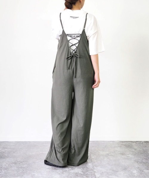 Riberry（リベリー）の「バックレースアップキャミサロペット（サロペット/オーバーオール・レディース・ブラック/ベージュ/ブラウン/カーキ・MEDIUM）」の22枚目の写真